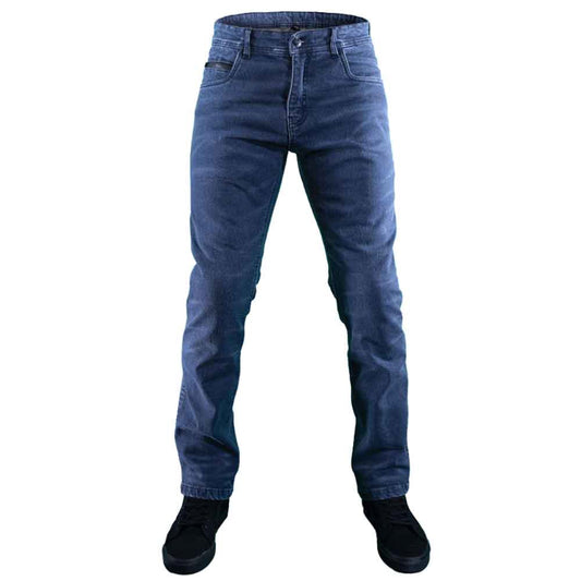 FlexGuard Hydro CE AAA-rated protective motorcycle jeans in blue, front view